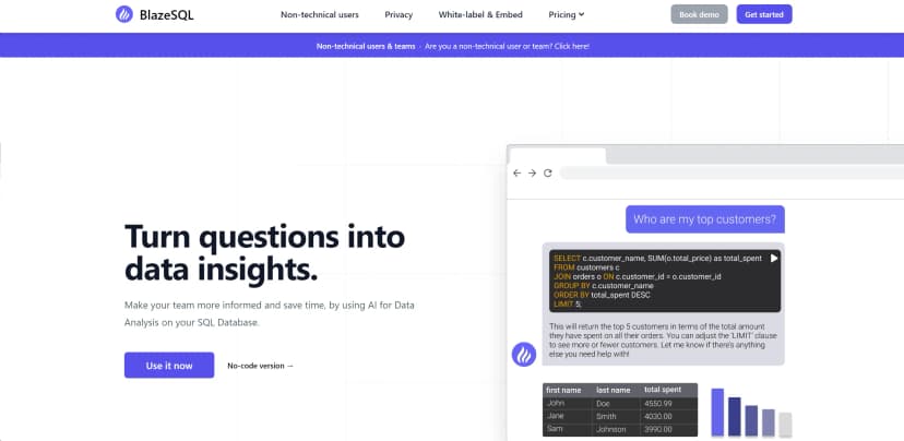 Blaze SQL screenshot