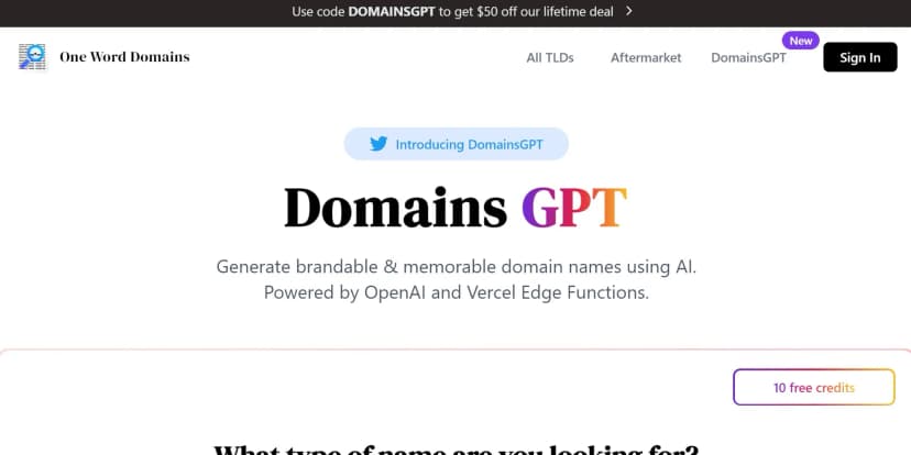 DomainsGPT screenshot