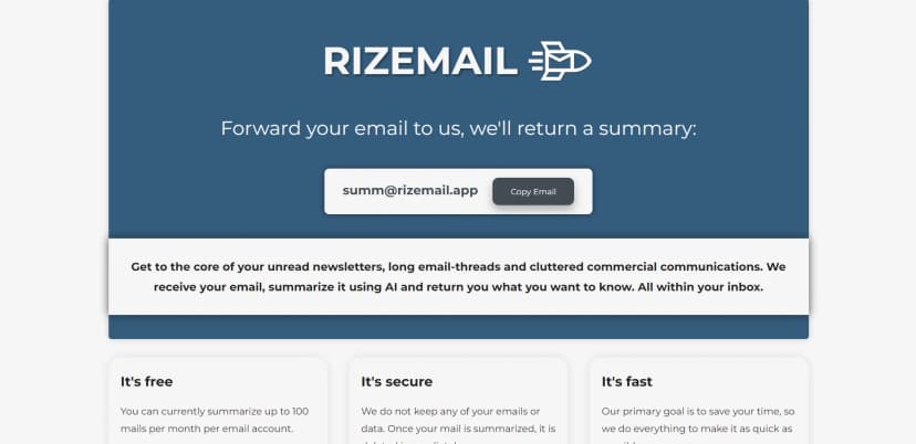 Rizemail screenshot