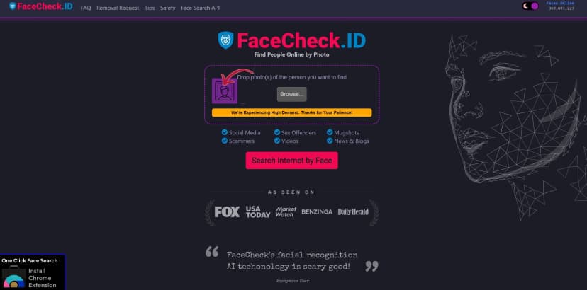 FaceCheck ID screenshot