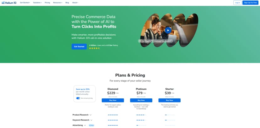 Helium 10 screenshot