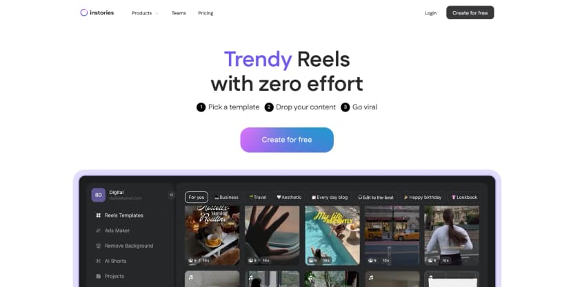 Instories screenshot