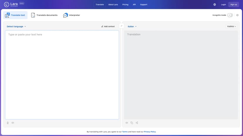 Lara Translate screenshot